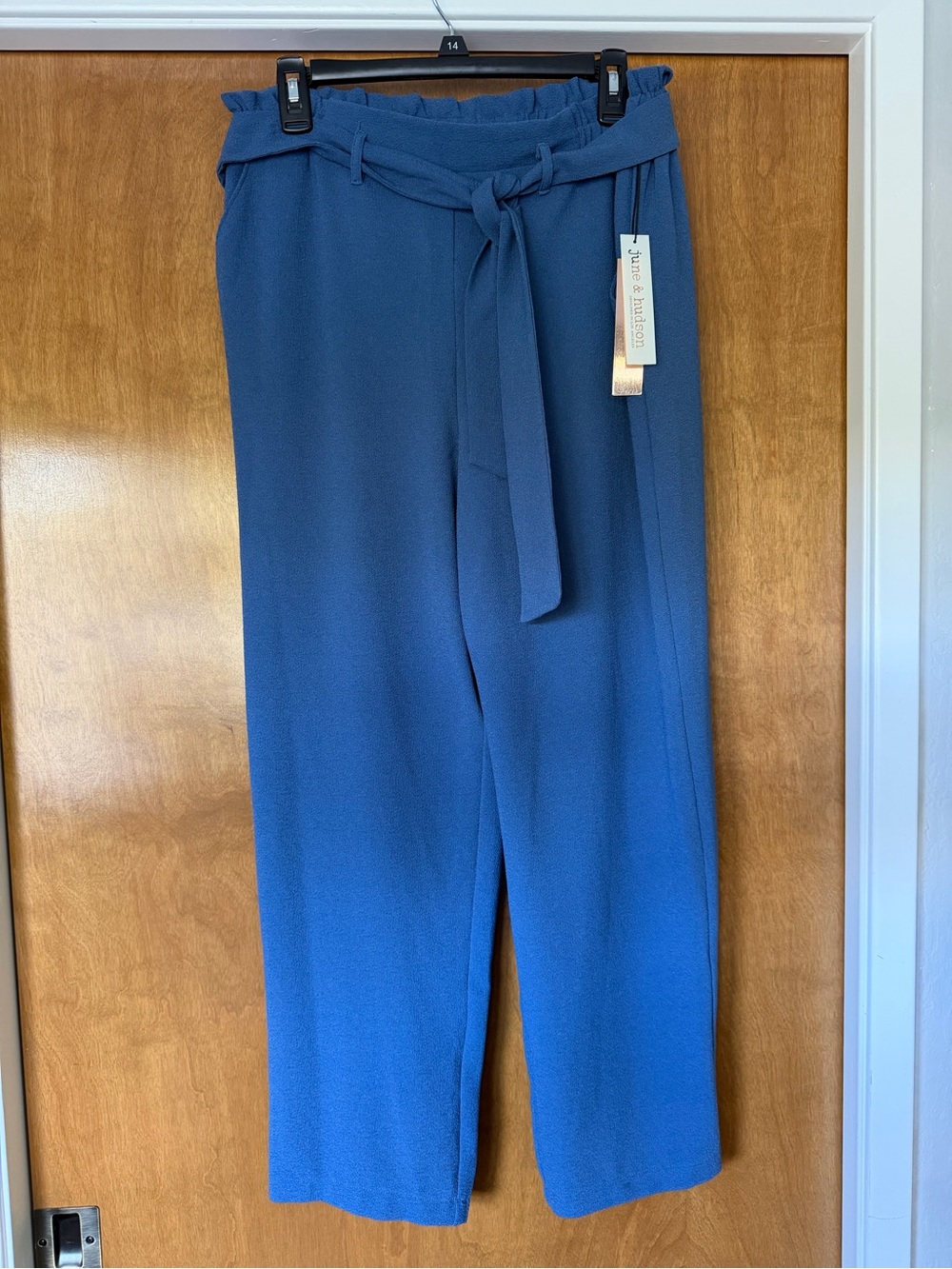 june & hudson Cobalt Blue Wide Leg Paperbag Waist Tie Pants